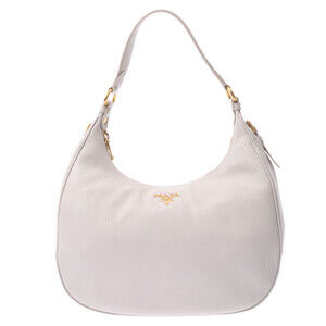 PRADA Hobo Shoulder Bag White Calfskin
